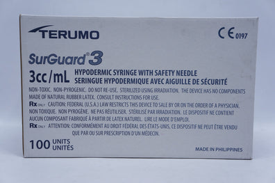 Terumo SG3-03L2525 SurGuard 3 Hypodermic Syringe 3cc/mL - Box of 100